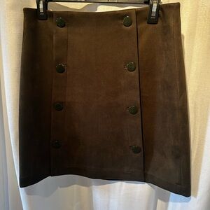 Brown Button-Front Skirt